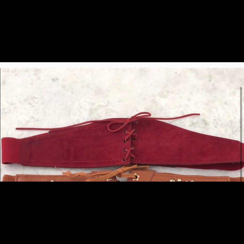 LF waist belt: red faux-suede